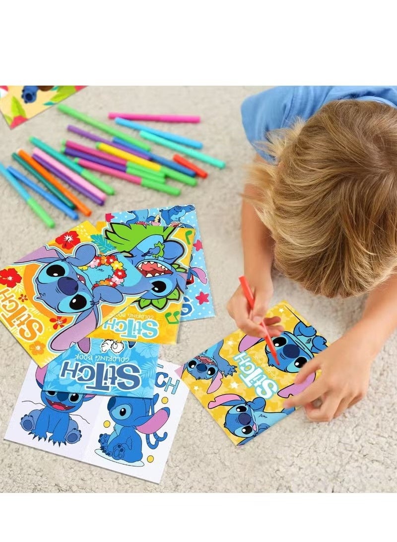 عام مجموعة كتب تلوين ستيتش أنمي مكونة من 12 قطعة - مجموعة أدوات فنية إبداعية للرسم الكرتوني، نشاط حفلات نابض بالحياة للأطفال والكبار - Image 3